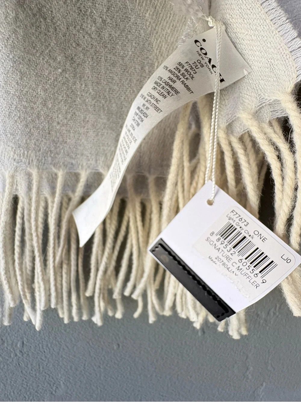 NWT Coach F77673 Signature C Muffler Wool Silk Cashmere Scarf